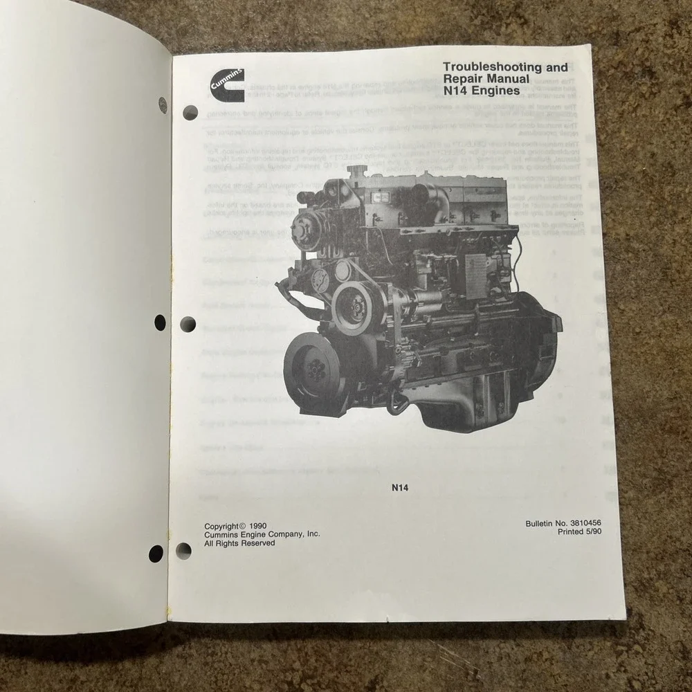 Cummins Troubleshooting and Repair Manual N14 Engines 1990/3810456
